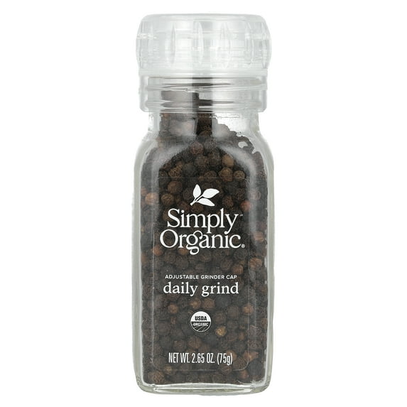 Simply Organic Daily Grind Black Peppercorns - Organic - Grinder - 3 oz