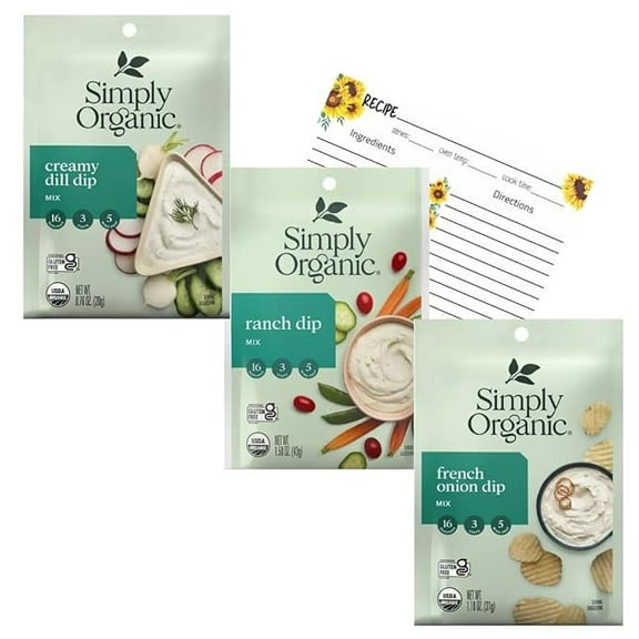 Simply Organic Dip Mix Variety 3 Pack Dill, Ranch, French Onion
