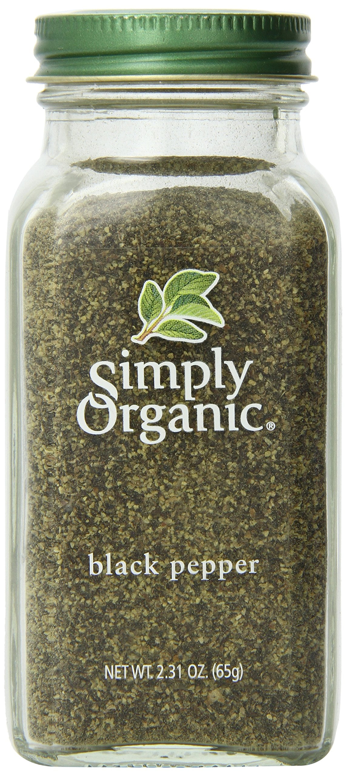 Simply Organic Ground Black Pepper, 2.31-Ounce Jar, Medium Ground Pepper, Certified Organic, Kosher, Potent Pepper Taste