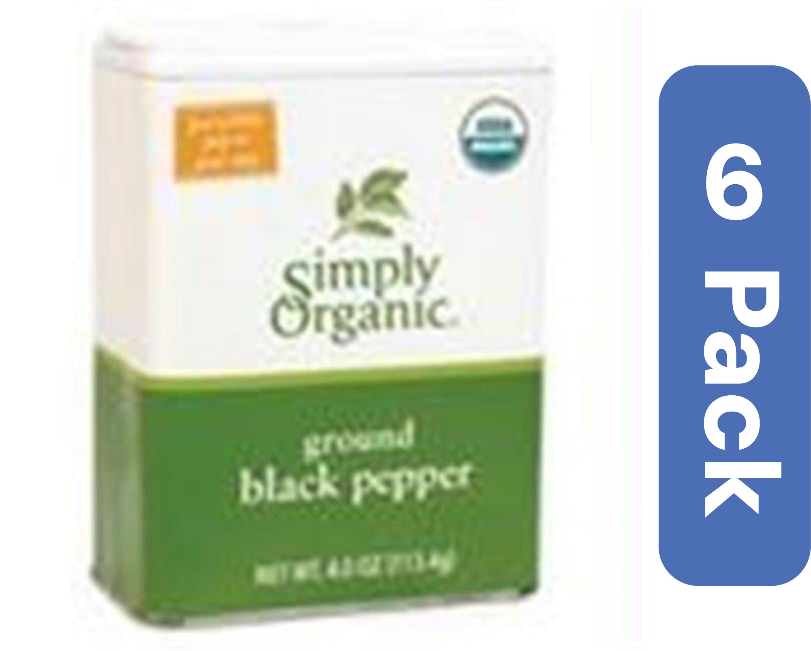 Simply Organic  Ground Black Pepper Tin - 6x4 Oz - Authentic Organic and Flavorful