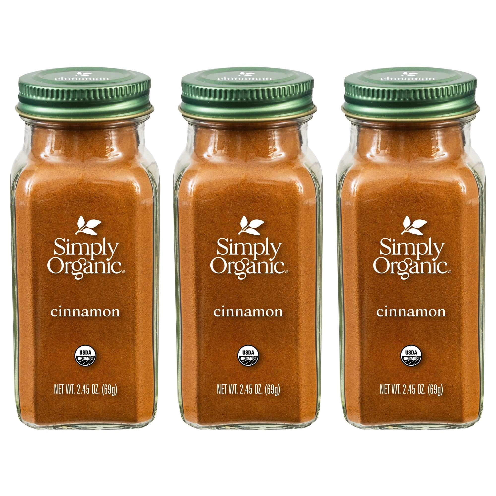 Simply Organic Ground Vietnamese Cinnamon, MDA05&nbsp;2.45-Ounce Jar (Pack of 3), Intense Hot Candy Flavor, Vibrant Color, Kosher, Organic, Non GMO