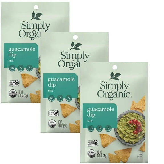 Simply Organic Guacamole Dip Mix 0.8 Oz (Pack of 3)
