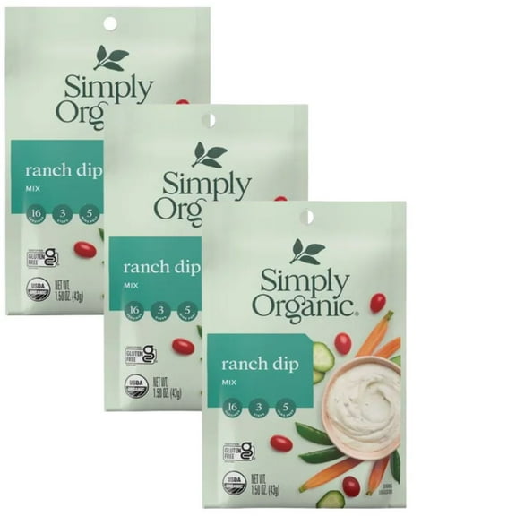 Simply Organic Ranch Dip Mix 1.5 Oz (Pack of 3)