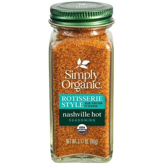Simply Organic Rotisserie Style Seasoning Variety Pack, 2 Count  Nashville Hot 3.17 oz & Original 3 oz Organic Chicken Seasonings