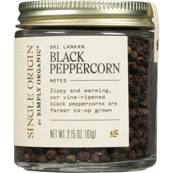 Simply Organic Single Origin Sri Lankan Black Peppercorn, 2.15 oz.
