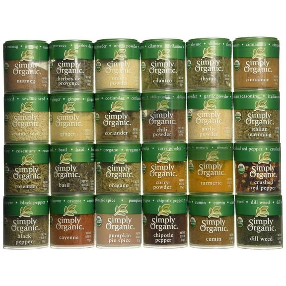 Simply Organic Spice Set Bundle with Pumpkin Pie Spice, Nutmeg, and Spices (24 Spices)