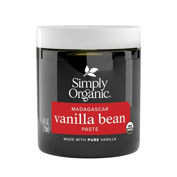 Simply Organic Vanilla Bean OKA4Paste, 4 Ounce Jar, Certified Organic, Kosher, Vegan, Non-GMO Rich Soft Paste, Warm Woody Aroma