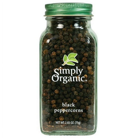 Simply Organic Whole Black Peppercorns, 2.65 Oz