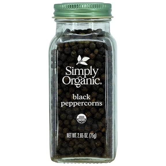 Simply Organic Whole Black Peppercorns, 2.65 Oz