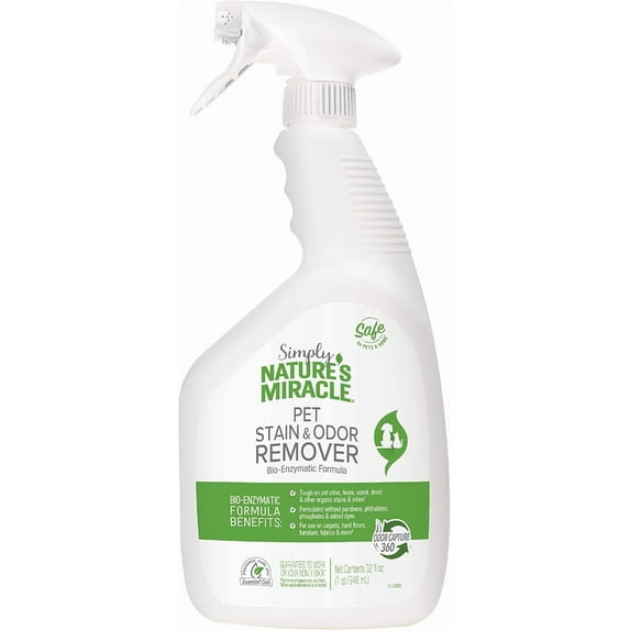 Simply Pet Stain and Odor Remover, 32 Ounce, Made with 86% Plant-Derived Surfactants