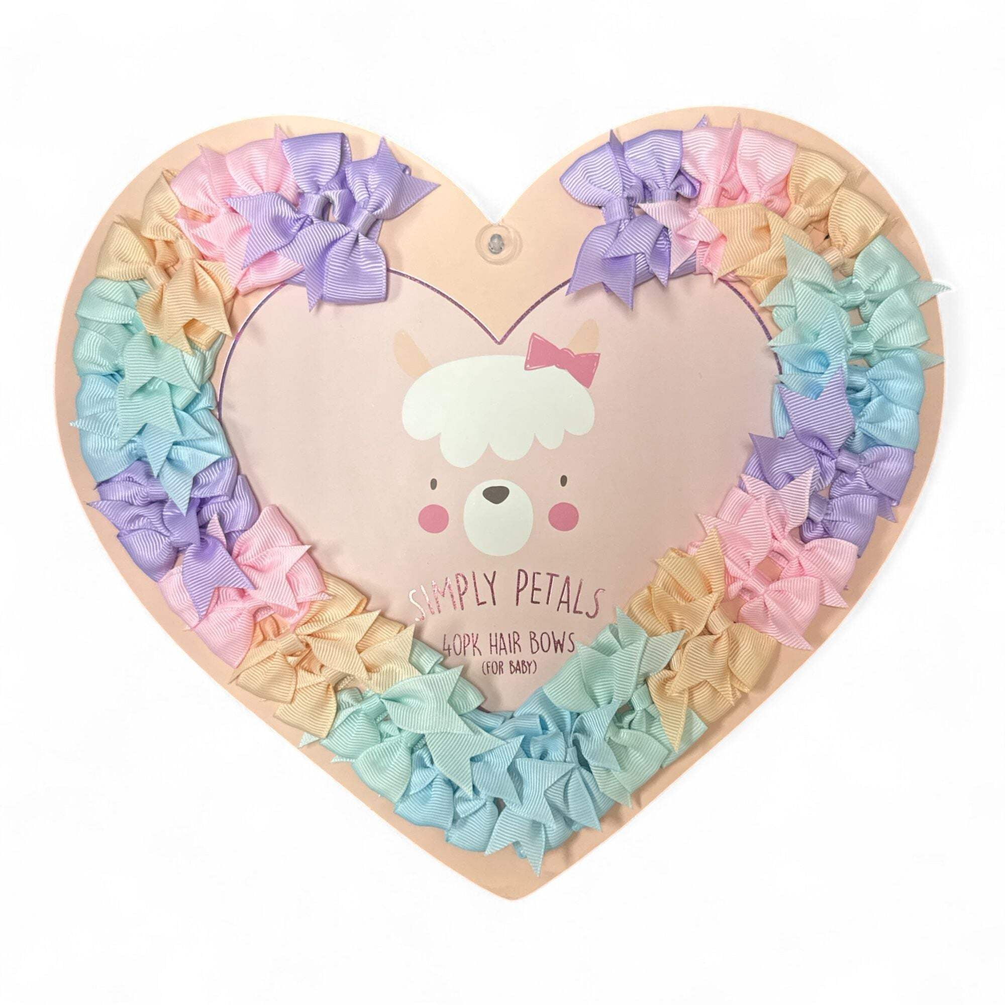 Simply Petals 40 Pack Heart Themed Hair Bow Set - Baby Bows for 0-12 Months, Colorful Clips for Infants, Girl, 40pcs
