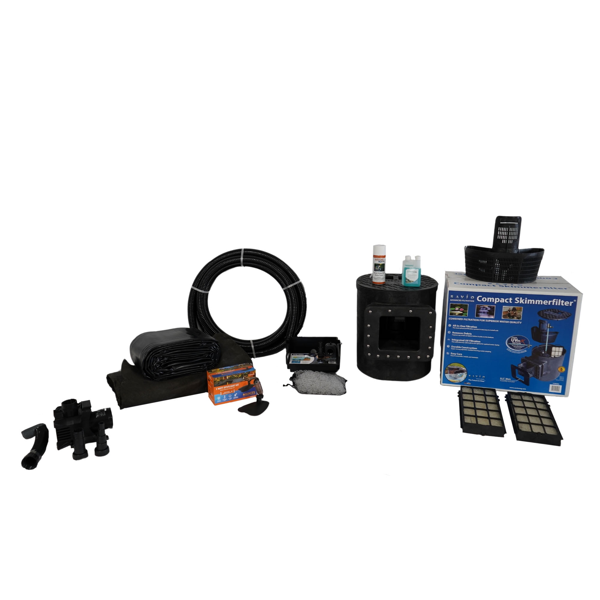 8' x 10' Black PVC Pond Kit with Skimmer and Waterfall