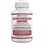 Simply Potent Blood Pressure Cardiovascular Circulation Formula Support Dietary Supplement 90 Capsules