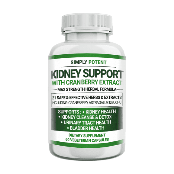 Simply Potent Kidney Support with Cranberry Kidney Cleanse Urinary Tract & Bladder Control- 60 Capsules