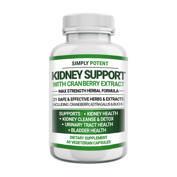 Simply Potent Kidney Support with Cranberry Kidney Cleanse Urinary Tract & Bladder Control- 60 Capsules