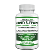 Simply Potent Kidney Support with Cranberry Kidney Cleanse Urinary Tract & Bladder Control- 60 Capsules