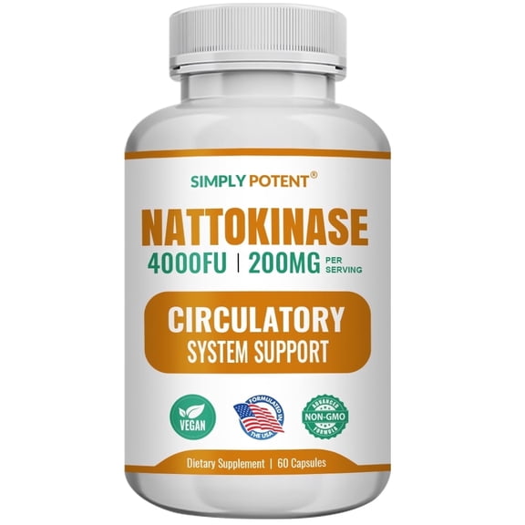 Simply Potent Nattokinase Supplement 4000 FU, Heart, Circulation & Vascular Support, 60 Capsules