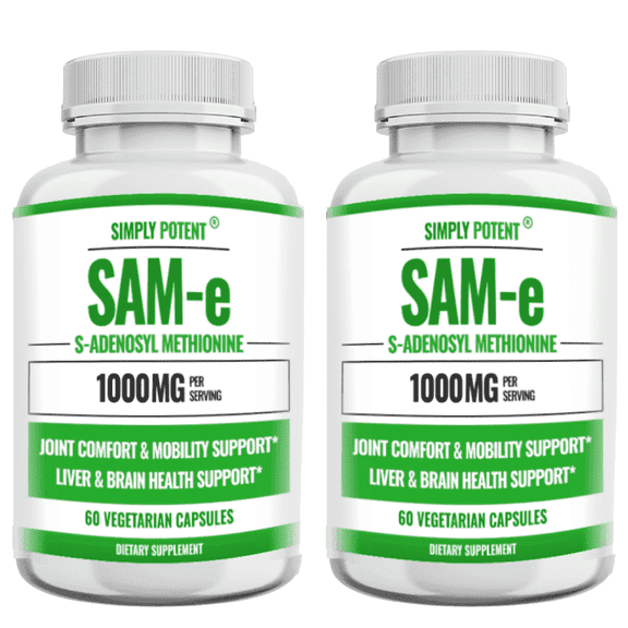 Simply Potent SAM-e 500mg, Liver, Joint, Mood Support, 60 Capsules, 2-Pack
