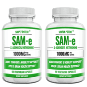 Simply Potent SAM-e 500mg, Liver, Joint, Mood Support, 60 Capsules, 2-Pack