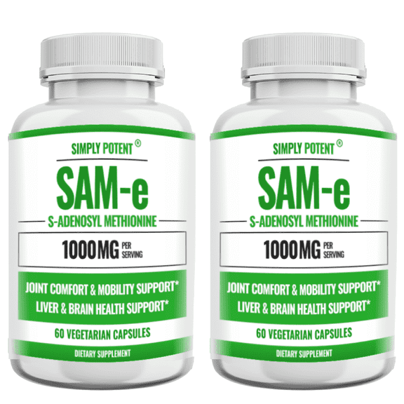 Simply Potents SAM-e 500mg, Liver, Joint, Mood Support, 60 Capsules, 2-Pack