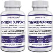 Simply Potent Thyroid Support Supplement for Men & Women, 120 Capsules Pack of 2 - Herbs, Vitamins, Minerals