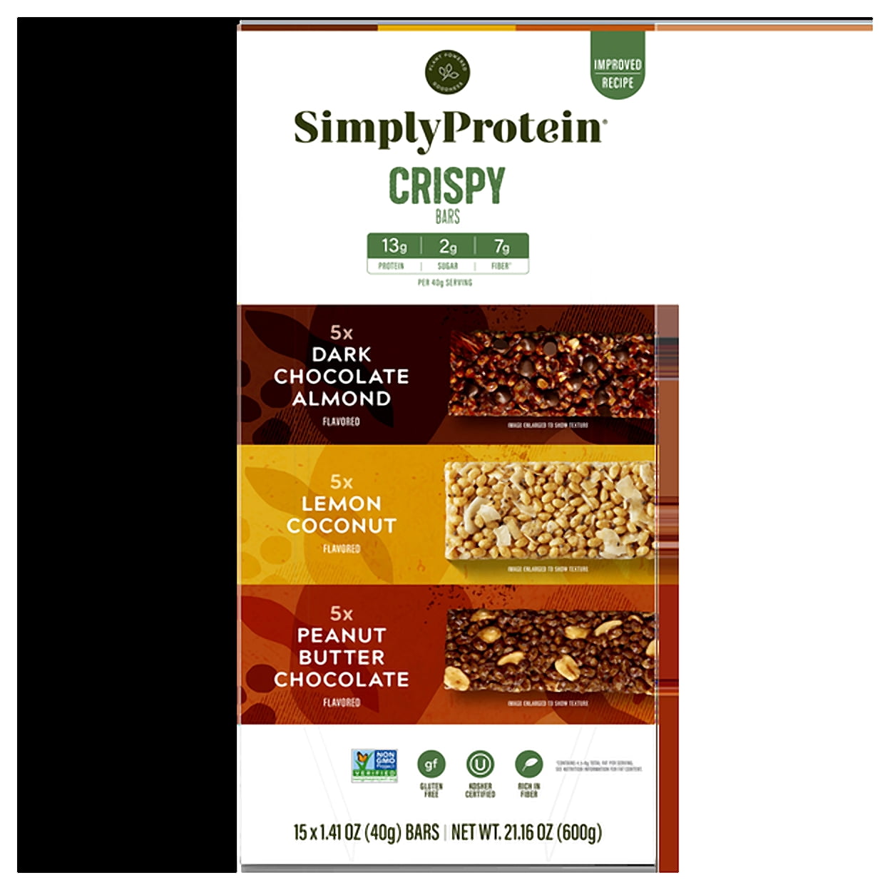 Simply Protein Crispy Bars Variety Pack 1.41 Ounce (Pack of 15)