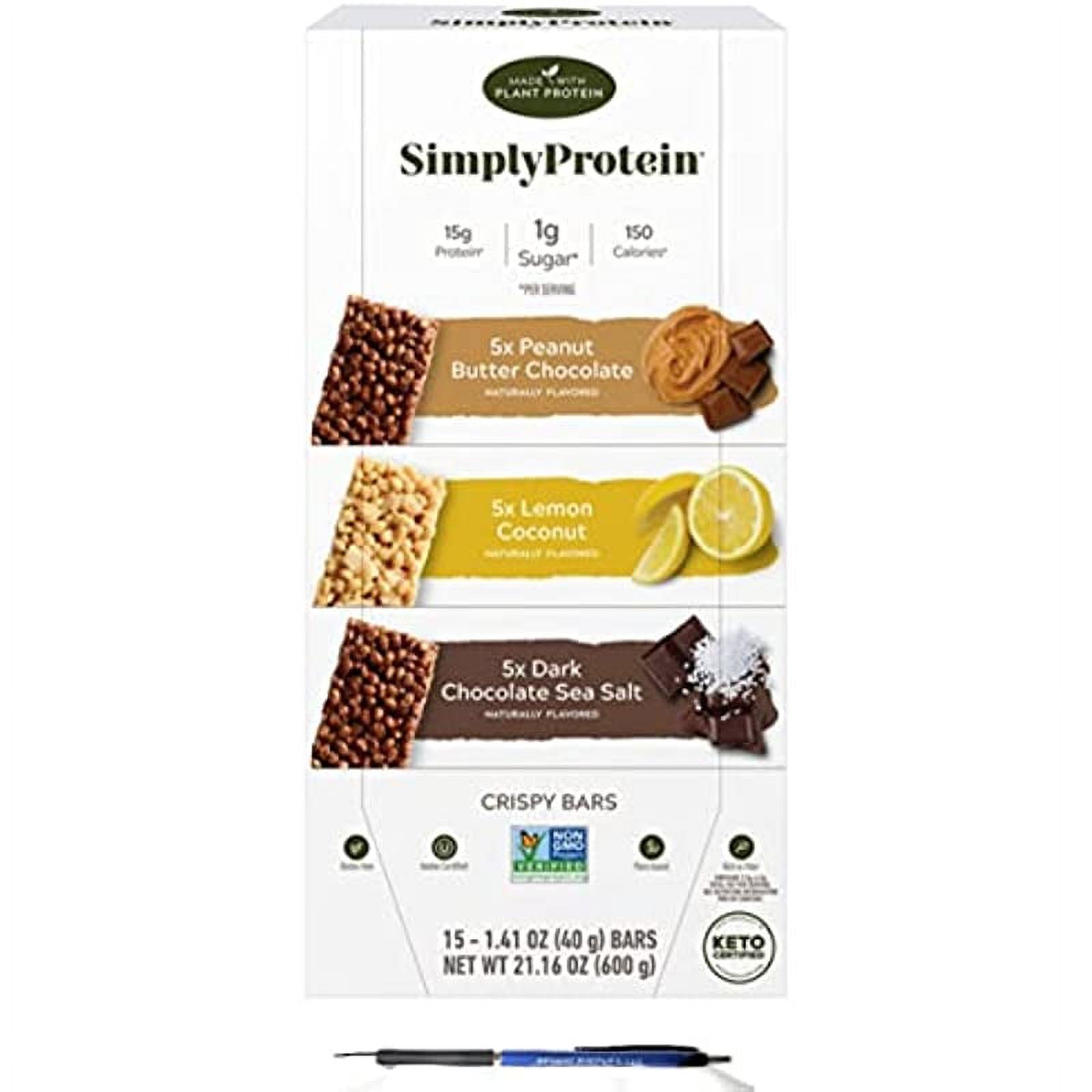 Simply Protein Crispy Bars Variety Pack, 15 x 1.41 oz, COMES WITH