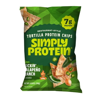 Simply Protein Restaurant Style Tortilla Chips Jalepeno Ranch, 7g Protein, Gluten Free, 1 pack, 4.58 oz