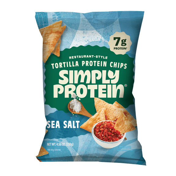 Simply Protein Restaurant Style Tortilla Chips Sea Salt, 7g Protein, Gluten Free, 1 pack, 4.58 oz