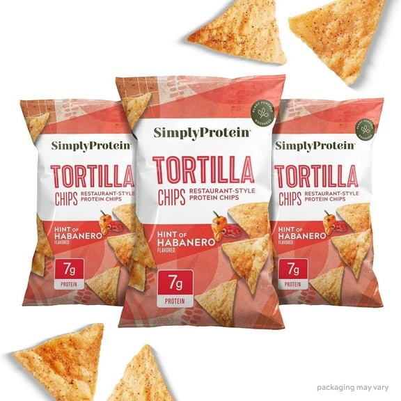 Simply Protein Tortilla Style Protein Chips, Hint of Habanero, 7g Protein, Gluten Free, 3-Pack