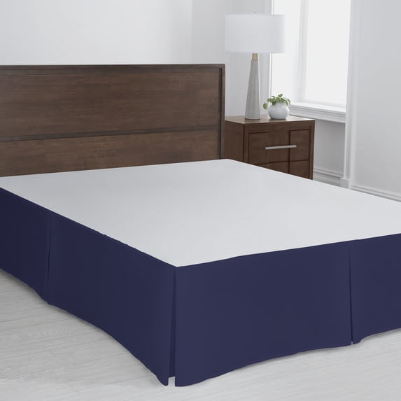 Simply Put Cotton Blend Percale Pleated Bedskirt Queen Navy