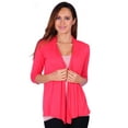 thumbnail image 1 of Simply Ravishing Women's Basic 3/4 Sleeve Hip Length Open Drape Cardigan, 1X, Coral, 1 of 4