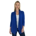 thumbnail image 1 of Simply Ravishing Women's Basic Assymetrical 3/4 Sleeve Open Drape Cardigan, 2X, Royal, 1 of 5