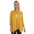 thumbnail image 1 of Simply Ravishing Women's Basic Assymetrical 3/4 Sleeve Open Drape Cardigan, 4X, Mustard, 1 of 5