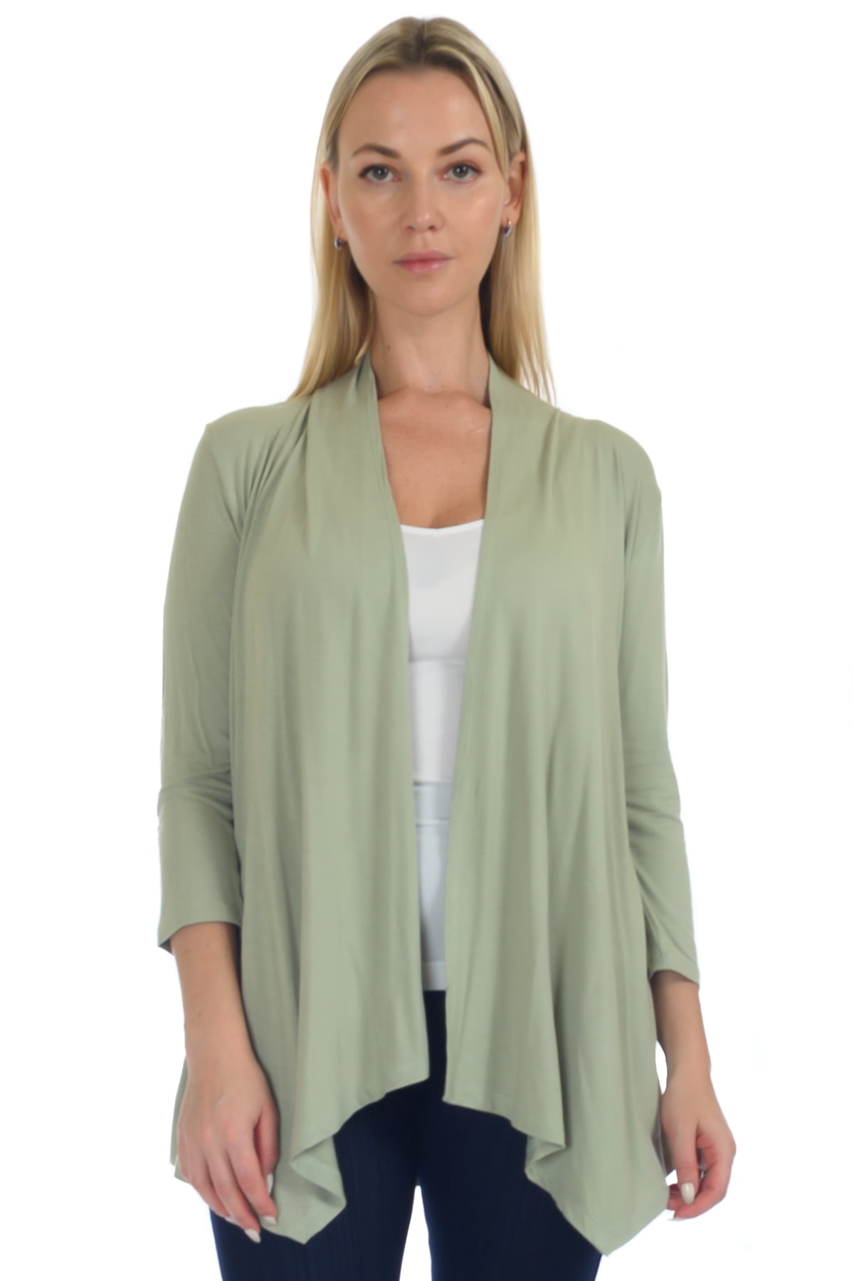 Open Drape Simply Ravishing Women's Basic Assymetrical 3/4 Sleeve Open Drape ...