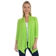 thumbnail image 1 of Simply Ravishing Women's Basic Assymetrical 3/4 Sleeve Open Drape Cardigan, Large, Lime, 1 of 5