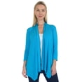 thumbnail image 1 of Simply Ravishing Women's Basic Assymetrical 3/4 Sleeve Open Drape Cardigan, Small, Baby Blue, 1 of 5
