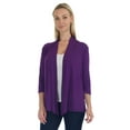 thumbnail image 1 of Simply Ravishing Women's Basic Assymetrical 3/4 Sleeve Open Drape Cardigan, Small, Eggplant, 1 of 4