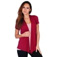 thumbnail image 1 of Simply Ravishing Women's Basic Short Sleeve Hip Length Open Drape Cardigan, 5X, Wine, 1 of 4