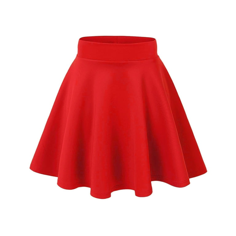 Simply Ravishing Women s Basic Versatile Stretchy Flared Casual Mini Skater Skirt Size XS 3X 1X Red