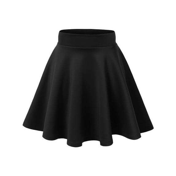 Simply Ravishing Women's Basic Versatile Stretchy Flared Casual Mini Skater Skirt (Size: XS-3X), Large, Black