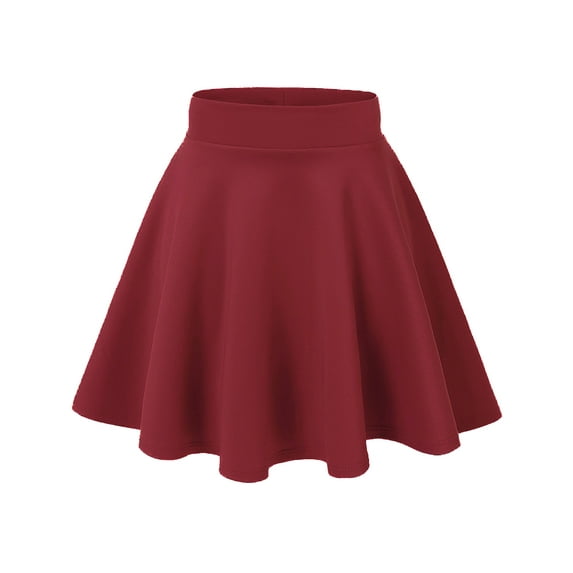 Simply Ravishing Women's Basic Versatile Stretchy Flared Casual Mini Skater Skirt (Size: XS-3X), X-Large, Wine