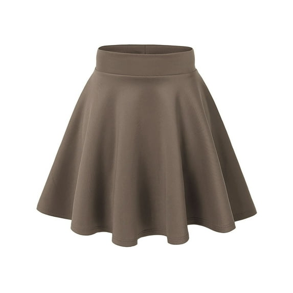 Simply Ravishing Women's Basic Versatile Stretchy Flared Casual Mini Skater Skirt (Size: XS-3X), X-Small, Coco