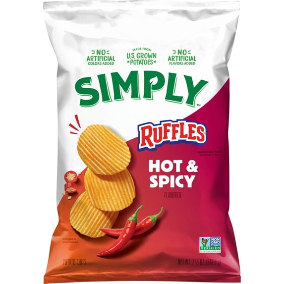 Simply Ruffles Hot & Spicy Potato Chips - 7.5 oz - Pack of 2