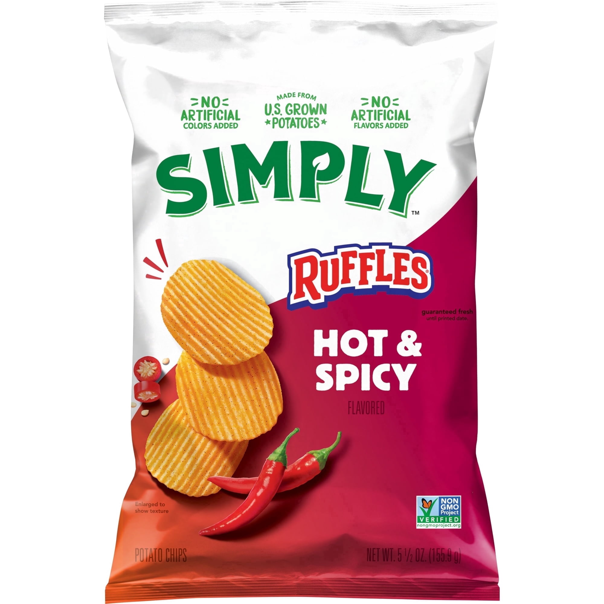 Simply Ruffles Hot and Spicy Potato Chips, 5.5 oz