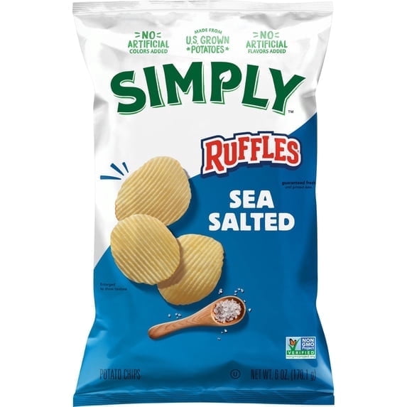 Simply Ruffles Sea Salt Potato Chips , 6 oz