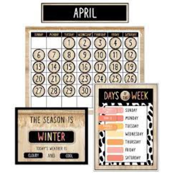 Schoolgirl Style Simply Safari Calendar Bulletin Board Set