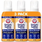 ARM & HAMMER Simply Saline Extra Strength Nasal Mist 4.6oz- Instant Relief for SEVERE Congestion- three 4.6oz Bottles