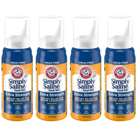 Simply Saline Nasal Mist Extra Strength for Severe Congestion, 1.5 Oz. Pack of 4