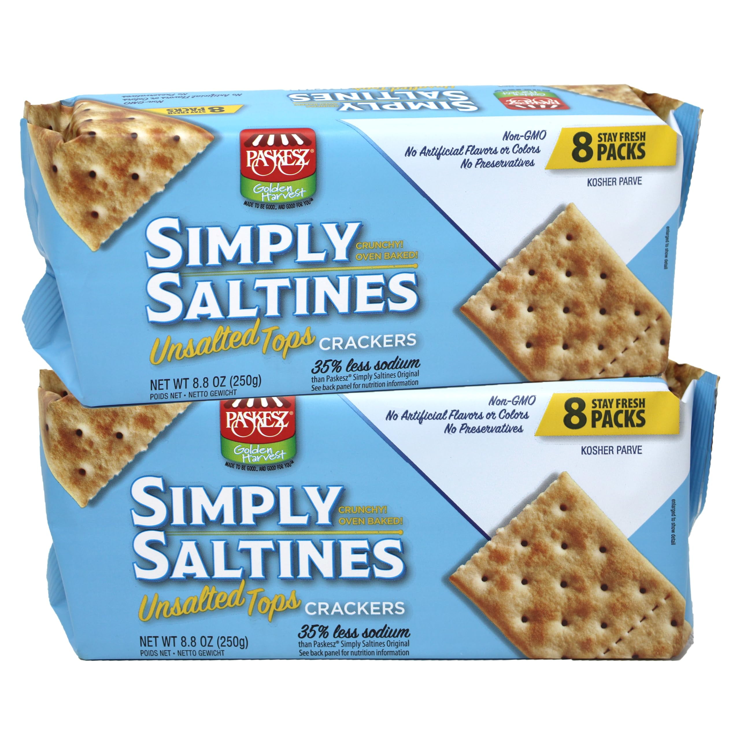 Simply Saltines Saltine MMF7 Individually Wrapped Saltine Unsalted Light and Crispy Oven